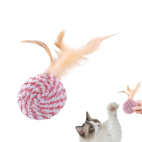 TARAKO Katzenball-Spielzeug, lustiges Katzenspielzeug, lustiges Katzenspielzeug, Katzenspielzeug, Kätzchen-Zahnspielzeug, Katzenfeder-Spielzeug für Katzenspielzeug, Jagd, Kauen, Spielen, Jagen von TARAKO