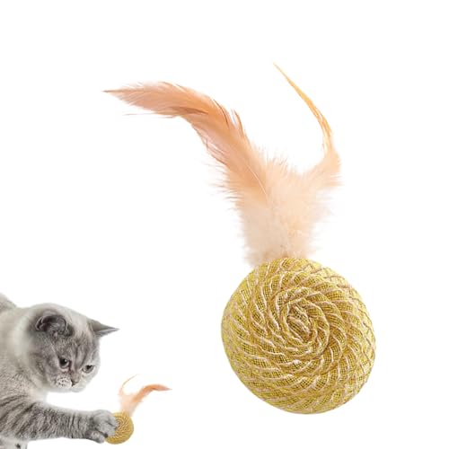 TARAKO Katzenspielzeug Ball für Indoor-Katzen | Weiches Katzenspielzeug - Lustiger Katzenball, Katze Teaser Spielzeug, Kätzchen Zahnen Spielzeug, Katzenfeder Spielzeug für Katze Teasing, Jagd, Kauen, von TARAKO