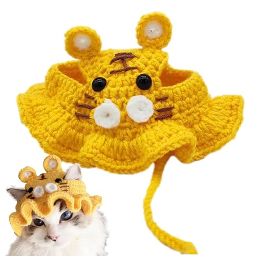 TARAKO Tigerkatzenhut | Tigerkopfförmiges süßes Katzenkostü | Katzenkostü für Halloween, Katzenoutfits für kleine Haustiere, für den täglichen Gebrauch, für kleine Hunde und Katzen von TARAKO