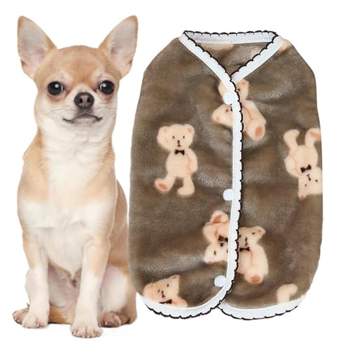 TARAKO Warmer Hundemantel | Kleidung für Hunde und Katzen mit Bärenmuster | Winterwarme, niedliche Haustierpullover, Flanell-Hundeweste, wendbare Hundejacke mit Bärenaufdruck für Golden Retriever von TARAKO