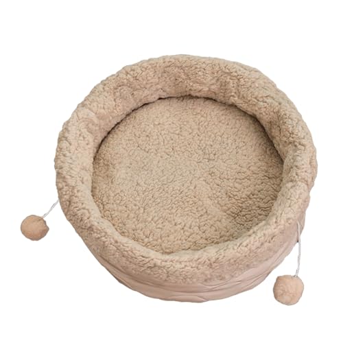 TARAKO Welpenbettmatte,Waschbares Nestbett, weiches, beruhigendes Katzennestbett | Winterkatzenmöbel mit Pompons, Haustierprodukte für Hauskatzen, Welpen, Kaninchen, Hamster, Kleintiere von TARAKO