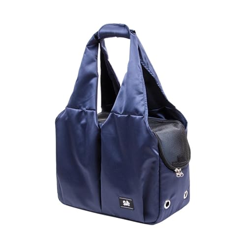 Transportbox für Haustiere, Atmungsaktives, Leichtes Design, 4 Taschen Zum Einkaufen und Reisen, Pfirsichfarbener Samtstoff, 39 X 20 X 60 cm (Navy) von TARSHYRY