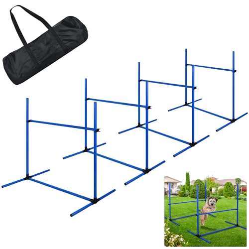 TATIVALO Agility Set 4er, Hunde Hürdenset Slalom Stangen Agility Ausrüstung für Hundetraining mit Tragetasche, Höhenverstellbar, 104x70x101cm von TATIVALO