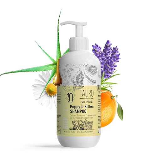 Tauro ProLine Pure Nature Delicate Puppy Ohne Sulfat Parabene SLS Natürliche Zusammensetzung Sanftes Shampoo für Welpen Mit Ätherischen Ölen Geeignet Für Katzen und Hunde von TAURO PROLINE