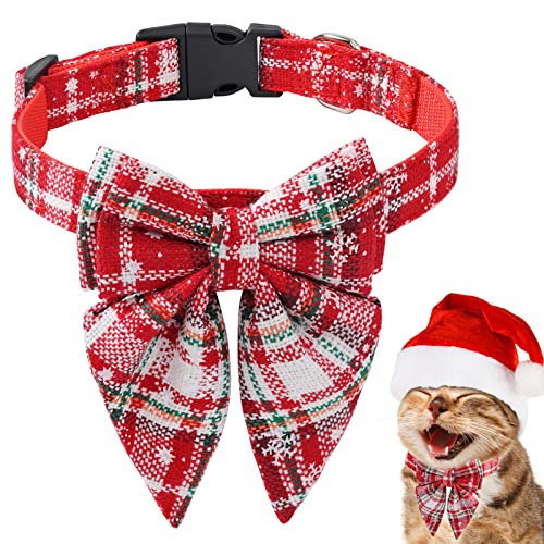 TAYSTE Hundehalsband mit Fliege | Weihnachten Schnee Muster verstellbare Nylon Krawatte Bowknot | Haustier-Halskettenzubehör für Weihnachtshochzeit von TAYSTE