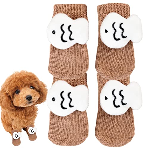 TAYSTE Hundesocken,Cartoon Grip Protector Hundepfotensocken - Elastisches Polyester-Hundezubehör für den täglichen Gebrauch, Bequeme, Nicht brechende Socken für drinnen, spazieren, Winter, draußen von TAYSTE