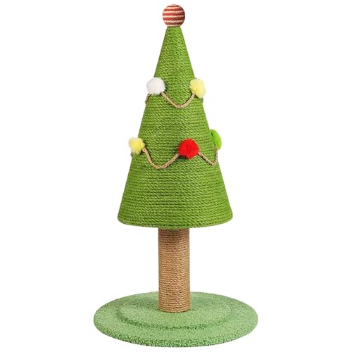 Katzenkratzbaum Haustier Spielzeug, Weihnachtsbaum Katzenkratzspielzeug, Grün Stabiler Vertikaler Weihnachtsbaum Katzen Kratzspielzeug Kompatibel mit Weihnachten(47cm x 30cm) von TAZZOR