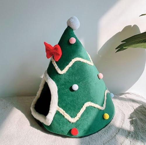 Weihnachtsbaum Katzenhöhle Katzenbett Flauschig, Kuschelhöhle Katzen Kätzchen Hund Kaninchen Schlafsack Katzenzelt, Weihnachten Katzenschlafplatz für Drinnen von TAZZOR