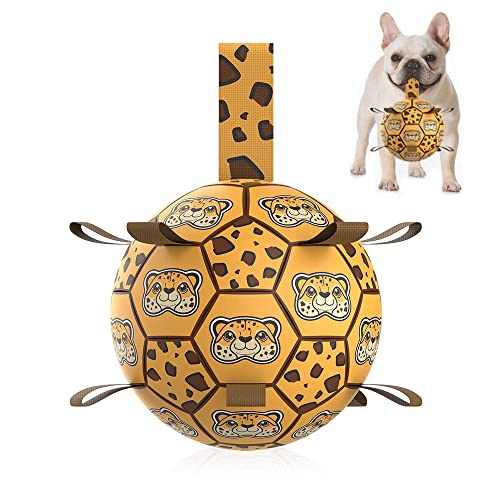 Hundespielzeug Fußball mit Riemen, Weltmeisterschaft interaktives Hundespielzeug für Tauziehen, Hofspiel, Wasserspielzeug für Hunde, Welpen, Geburtstagsgeschenke, Outdoor-Jolly Ball Langeweile Buster von TBC PET