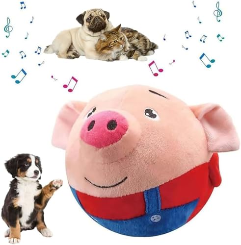 Interaktives Hundespielzeug, Aktives Bewegliches Haustier Plüschtier, Sprechendes Tier Plüschtier, Wiederaufladbare Interaktive Waschbare Cartoon Schwein Plüsch Sound Elektronisches (Rotschwein) von TBLMPNE