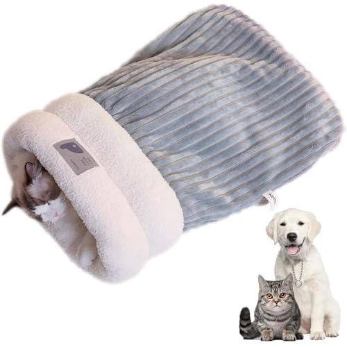 Katzenschlafsack, Katzenschlafsack für Hauskatzen, kleiner Hundeschlafsack, Haustierschlafsack für Hunde und Katzen bis zu 6,8 kg (44 x 37 cm, Graublau) von TBLMPNE