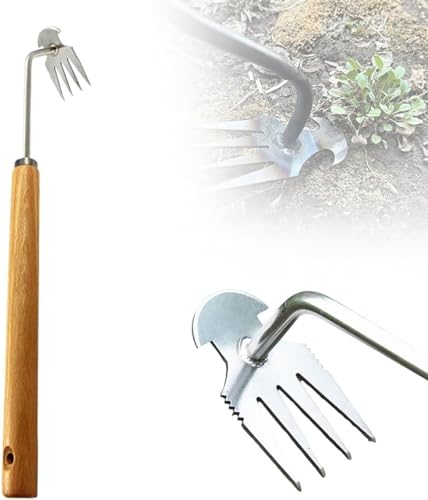 TBLMPNE Gartenarbeit Unkrautstecher, Unkraut Entferner Gerät, Fugenreiniger Unkraut, Gartenwerkzeug, Unkraut Entferner Gerät, Fugenkratzer Mit Stiel (Silber-B) von TBLMPNE