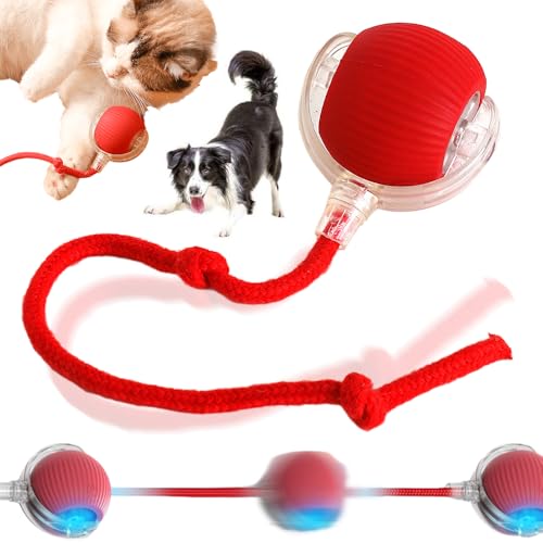 TBLMPNE Intelligenter Automatischer Rollball für Haustiere, 2025 Neu Interaktives Hundespielzeug, Hundespielzeug Ball Hundeball Elektrisch, Smart Automatisch Rollender Ball für Katzen und Hunde (Rot) von TBLMPNE