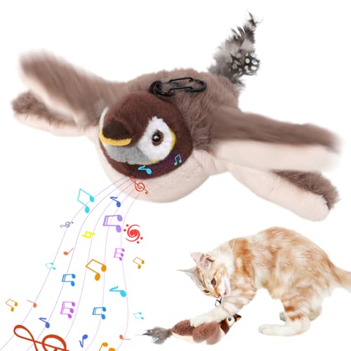 TBLMPNE Katzenspielzeug Vogel Katzen Spielzeug, Interaktives Katzenspielzeug Selbstbeschäftigung USB-Aufladung mit 3 Modi, Flapping Bird Cat Toy Katzenminze Spielzeug (A#-1) von TBLMPNE