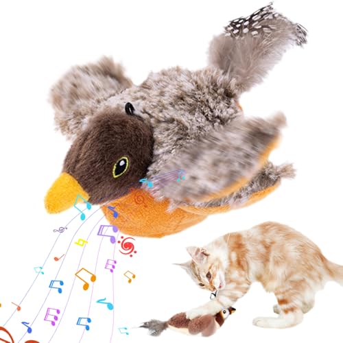 TBLMPNE Katzenspielzeug Vogel Katzen Spielzeug, Interaktives Katzenspielzeug Selbstbeschäftigung USB-Aufladung mit 3 Modi, Flapping Bird Cat Toy Katzenminze Spielzeug (B#-2) von TBLMPNE