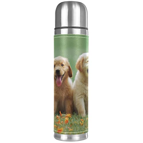 Isolierte Wasserflasche Edelstahl-Wasserflaschen Metall-Wasserflasche,Gold Retriever Tier Hund Haustier von TBOUOBT