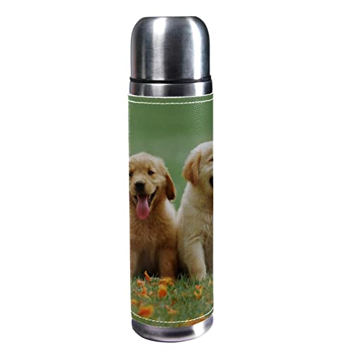 Isolierte Wasserflasche Edelstahl-Wasserflaschen Metall-Wasserflasche,Gold Retriever Tier Hund Haustier von TBOUOBT