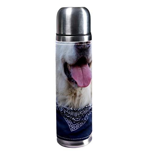 Isolierte Wasserflasche Edelstahl-Wasserflaschen Metall-Wasserflasche,Golden Retriever Tier Hund Haustier von TBOUOBT