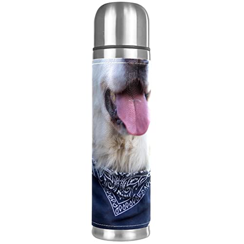 Isolierte Wasserflasche Edelstahl-Wasserflaschen Metall-Wasserflasche,Golden Retriever Tier Hund Haustier von TBOUOBT