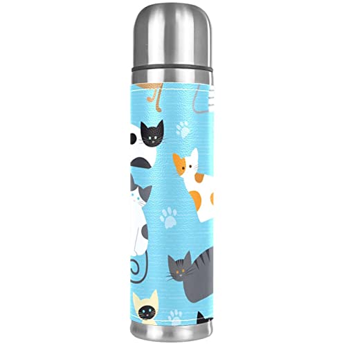 Isolierte Wasserflasche Edelstahl-Wasserflaschen Metall-Wasserflasche,Tierpfote Katzen Katzen von TBOUOBT