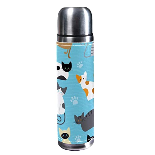 Isolierte Wasserflasche Edelstahl-Wasserflaschen Metall-Wasserflasche,Tierpfote Katzen Katzen von TBOUOBT