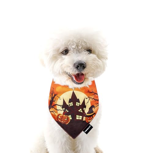 TCMHEALTH Halloween-Hundehalstücher – 100 % handgefertigt, verstellbare Form, Haustier-Schal für Welpen, Jungen/Mädchen, doppellagiges Sabber-Lätzchen für kleine, mittelgroße und große Haustiere, von TCMHEALTH