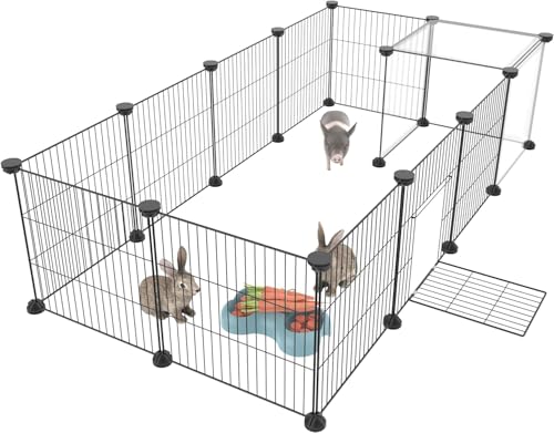 TCTCAO Kleintiergehege, Haustiergehege mit Tür, Meerschweinchenkäfige, tragbares Drahtgehege für den Innen- und Außenbereich (32.5 * 32.5 24Stück) von TCTCAO