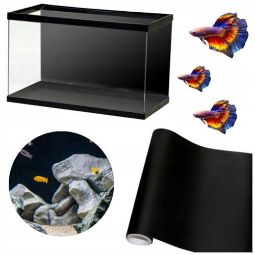 TD STONES Hintergrunddekor Aquarium Rückwand Schwarz 60x50 cm – selbstklebende Folie, wasserfest und langlebig – hochwertige Aquarium Rückwand für Süßwasser- & Meerwasseraquarien + WEITERE GRÖSSEN von TD STONES