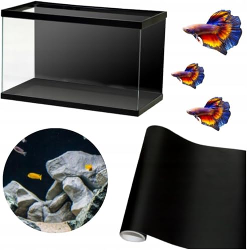 TD STONES Hintergrunddekor Aquarium Rückwand Schwarz Matt 120x50 cm – selbstklebende Folie, wasserfest und langlebig – hochwertige Aquarium Rückwand für Süßwasser- & Meerwasseraquarien von TD STONES