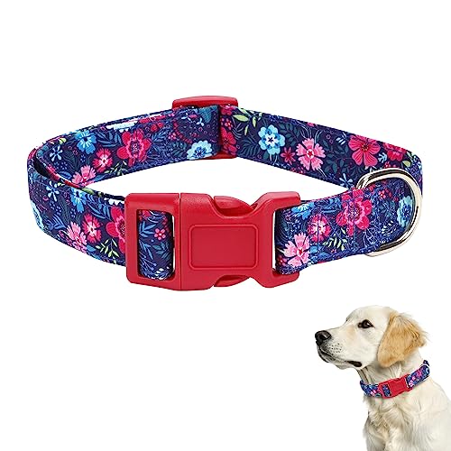 TDTOK Ausgefallenes Hundehalsband für kleine, mittelgroße und große Hunde, hübsches florales Hundehalsband mit stilvoller farbiger Schnalle, weich und bequem, verstellbar, langlebig, für Mädchen und von TDTOK