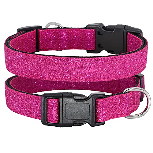 TDTOK Glitzerndes Basic-Hundehalsband, bequemes und langlebiges Hundehalsband für kleine, mittelgroße und große Hunde, mit umweltfreundlicher Kunststoffschnalle, verstellbares,57 cm (L, rosa) von TDTOK