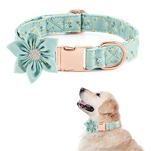 TDTOK Hundehalsband für Mädchen für kleine, mittelgroße und große Hunde, niedliches Hundehalsband mit abnehmbarer Blumen-Sicherheits-Metallschnalle, passend für Halsumfang von 26.7,60.6 cm von TDTOK