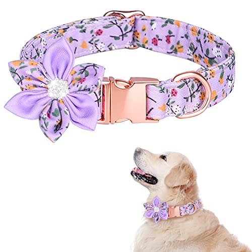 TDTOK Hundehalsband für kleine, mittelgroße und große Hunde, niedliches Hundehalsband mit Abnehmbarer Blumen-Sicherheits-Metallschnalle, verstellbares Blumenmuster, weiche, Bequeme Baumwolle, von TDTOK