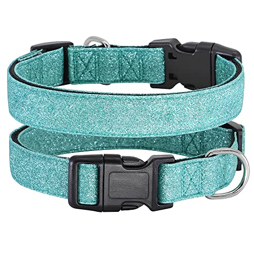 TDTOK Klassisches Basic-Hundehalsband, glänzend, niedlich, Hundehalsbänder, hübsche verstellbare Hundehalsbänder für kleine, Haustier-Hundehalsband (L, Mintgrün) von TDTOK