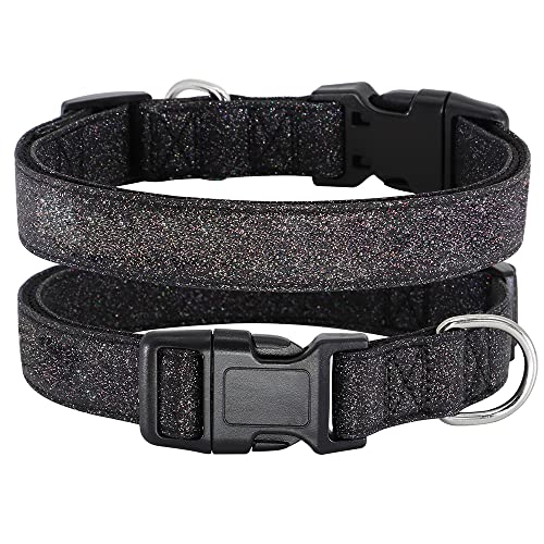 TDTOK Klassisches Basic-Hundehalsband, glänzend, niedlich, Hundehalsbänder, hübsche verstellbare Hundehalsbänder für kleine, Haustier-Hundehalsband (M, Schwarz) von TDTOK