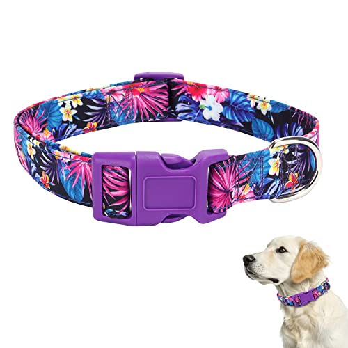 TDTOK Hundehalsband für kleine, mittelgroße und große Hunde, verstellbar, weich, niedlich, Blume, Rosa, ausgefallenes Hundehalsband für Mädchen, Jungen, Hunde mit Kunststoffschnalle von TDTOK