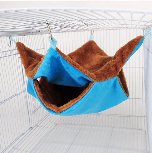 Hängematte für Haustiere, Frettchen, Ratten, Eichhörnchen, Vögel, Hamster, Hängematte, Käfignest, Bett, Spielzeug, groß, Blau von TEAFIRST