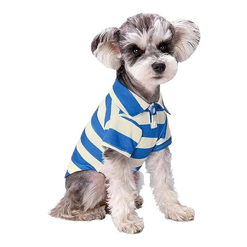 Poloshirt Für Kleine Hunde Zweibeinig Lässiges Streifenhemd Welpenkostüm Sommer T Shirt Modische Kleidung Für Bichon FrenchBull Hund Hundeshirt Gestreiftes Hundeshirt Atmungsaktives von TEBI