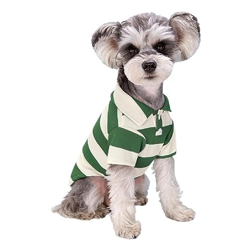 Poloshirt Für Kleine Hunde Zweibeinig Lässiges Streifenhemd Welpenkostüm Sommer T Shirt Modische Kleidung Für Bichon FrenchBull Hund Hundeshirt Gestreiftes Hundeshirt Atmungsaktives von TEBI