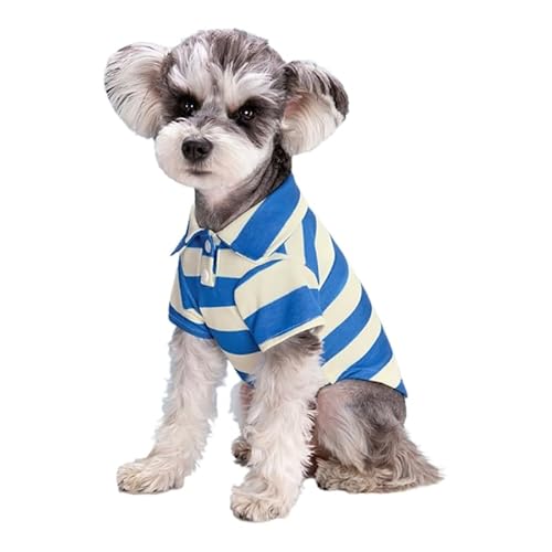 Poloshirt Für Kleine Hunde Zweibeinig Lässiges Streifenhemd Welpenkostüm Sommer T Shirt Modische Kleidung Für Bichon FrenchBull Hund Hundeshirt Gestreiftes Hundeshirt Atmungsaktives von TEBI