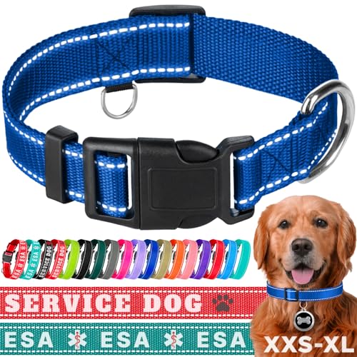 TECEUM Reflektierendes Haustierhalsband - Marineblau - XS - Basic Nylon Hundehalsband - Schnellverschluss-Schnalle - Passend für kleine, mittelgroße und große Hunde, Welpen, Katzen - ESA & Diensthund von TECEUM