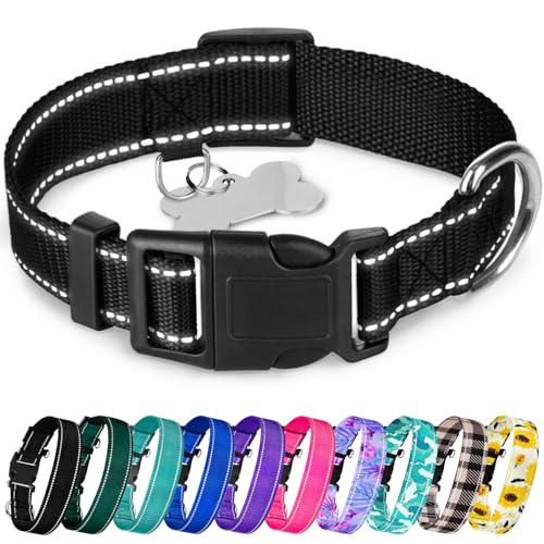 TECEUM Hundehalsband Schwarz - Halsband für alle Rassen und Größen von Katzen und Hunden - L von TECEUM