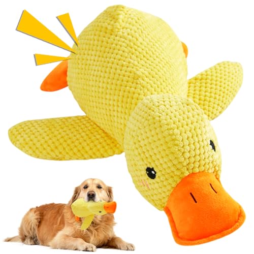 TECHEEL Hundespielzeug Ente Quack-Quack Duck Dog Toy Quak-Quak Ente Hundespielzeug Kuscheltier Ente Dog Beruhigende Ente Hunde Soundspielzeug für Hunde Ente Plüschtier Hundespielzeug von TECHEEL