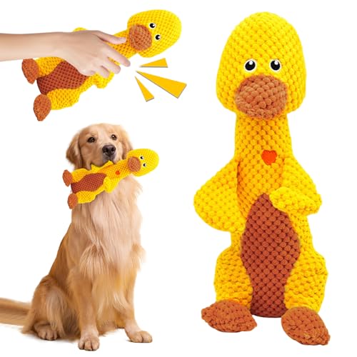 TECHEEL Hundespielzeug Ente Quak-Quak Ente Hundespielzeug Quack-Quack Duck Dog Toy Kuscheltier Ente Dog Beruhigende Enten Hunde Soundspielzeug für Hunde Plüschtier von TECHEEL