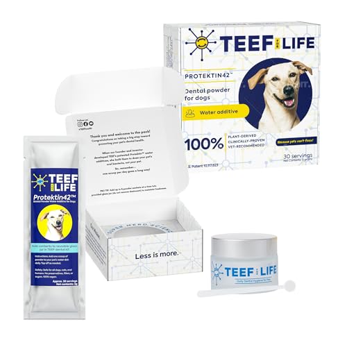 TEEF for Life Protektin42 Pflanzlicher Wasserzusatz für Hunde, tägliche Zahnpflege, klinisch erprobte Formel bekämpft natürlich Plaque und Zahnstein, Dental Kit mit 30 Portionen von TEEF!