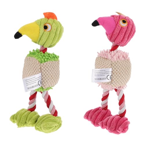 2pcs Hund Beißspielzeug Haustier Kauspielzeug Plüsch Molar Spielzeug Quietschendes Flamingo Spielzeug Haustier Hundespielzeug von TEHAUX