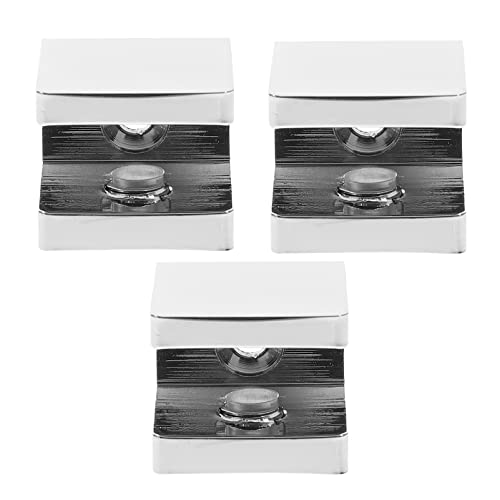 TEHAUX Klemmbausteine 3 Stücke Glasklemme Glashalterung Edelstahl Flache Rückseite Quadratische Glasklemme Poliert für Balustrade Treppenhandlauf Glashalter Metallguss Silber von TEHAUX