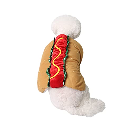 TEHAUX Hot-Dog-Haustierkostüm Süßes Hot-Dog-Kostüm Für Hunde Kleidung Halloween Hundebekleidung Hunde-Halloween-Kostüme Für Hunde Haustier Katzen Cosplay-Party Größe L von TEHAUX