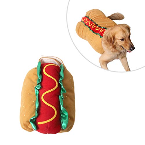 TEHAUX Lustige Haustier-Hund-Katzen-Kleidung Gummizug um Den Hals Warmes Haustier-Cosplay für Halloween Weihnachten Cosplay-Hot-Dog Tolles Haustier-Geschenk Größe S von TEHAUX