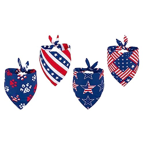 TEHAUX 4 Stück Dreieckstuch Für Haustiere 4. Juli Katzenkostüm Patriotischer Welpenschal Patriotisches Zubehör Für Haustiere Unabhängigkeitstag-hundeschal Lätzchen Polyester Kleidung von TEHAUX